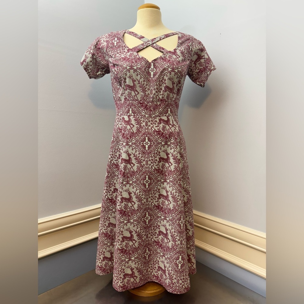 Cherry Velvet reindeer rockabilly summer midi dress